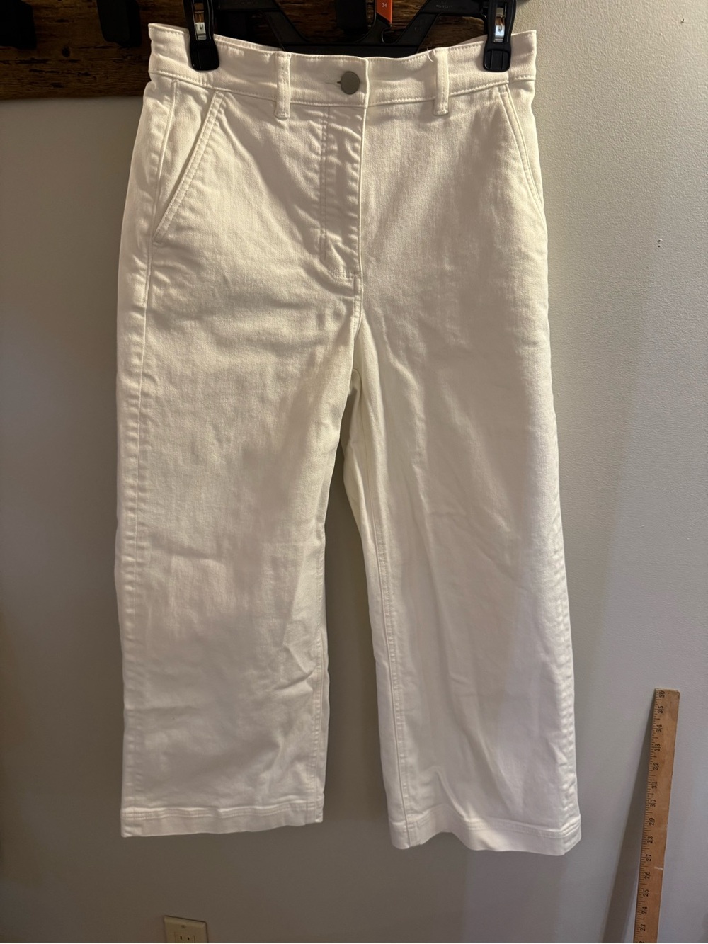 Everlane Cropped White High-Rise Wide Leg Jeans 28